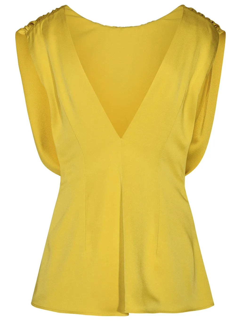Jil Sander Gathered V-Back Satin Top