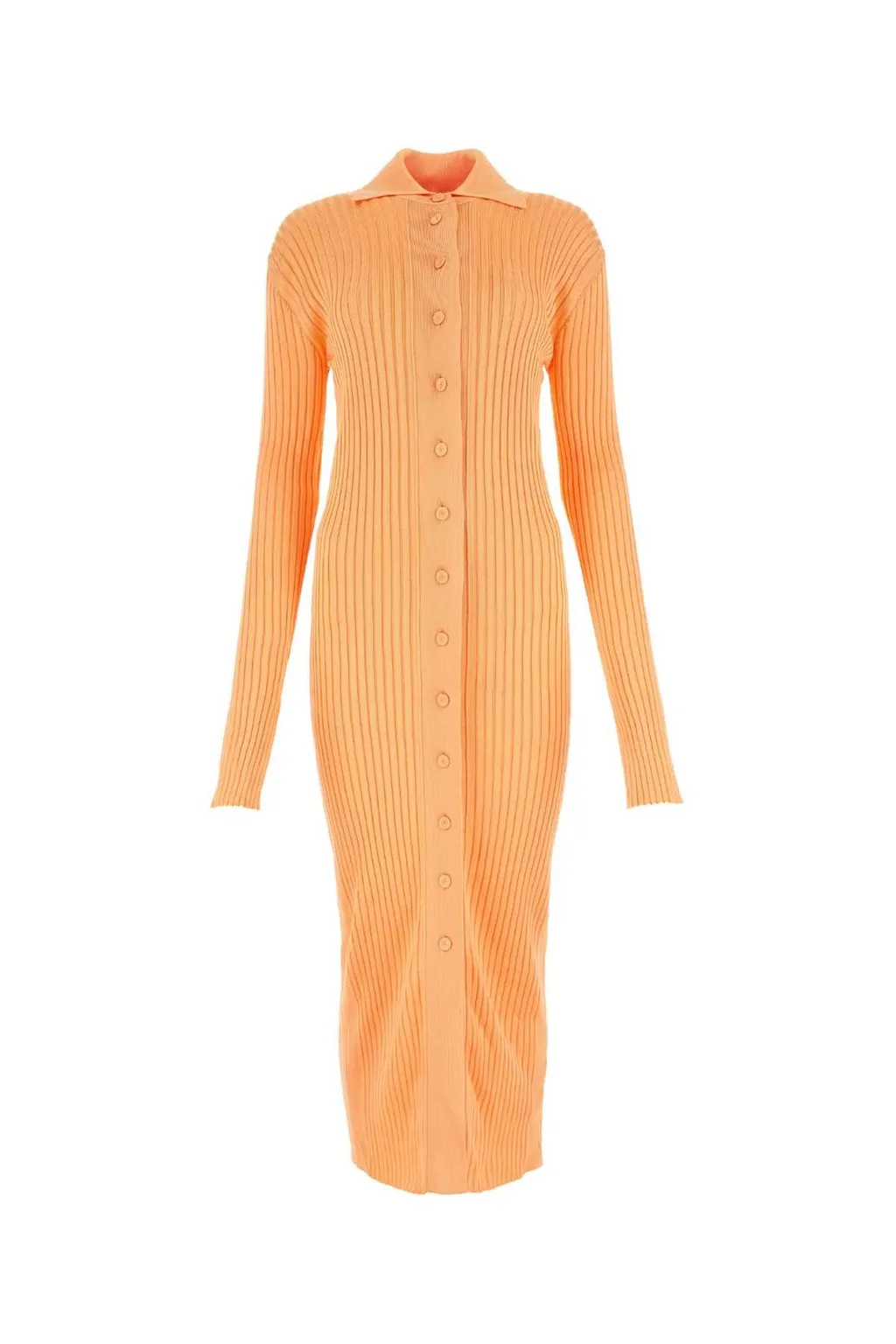 Jil Sander Ribbed-Knit Long-Sleeved Midi Dress