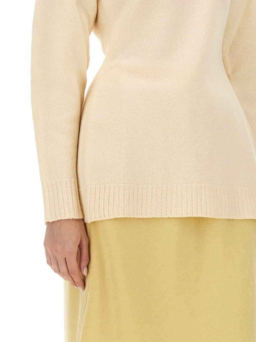 Jil Sander Back Cut-Out Turtleneck Knit Sweater