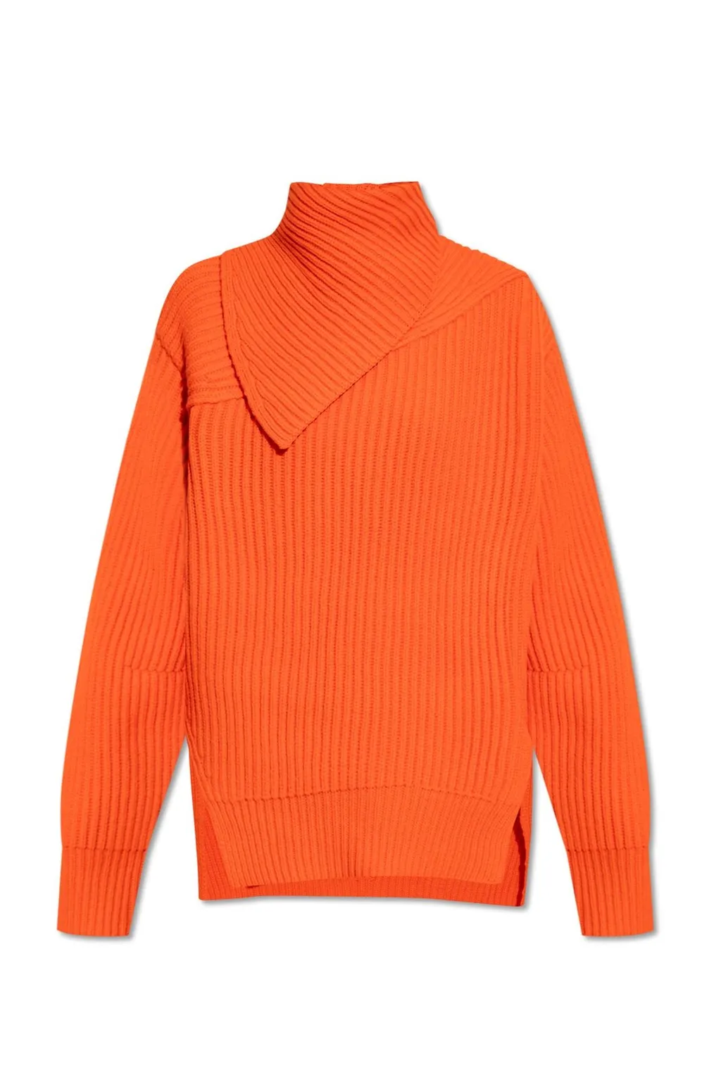 Jil Sander Foldover Neck Ribbed-Knit Jumper