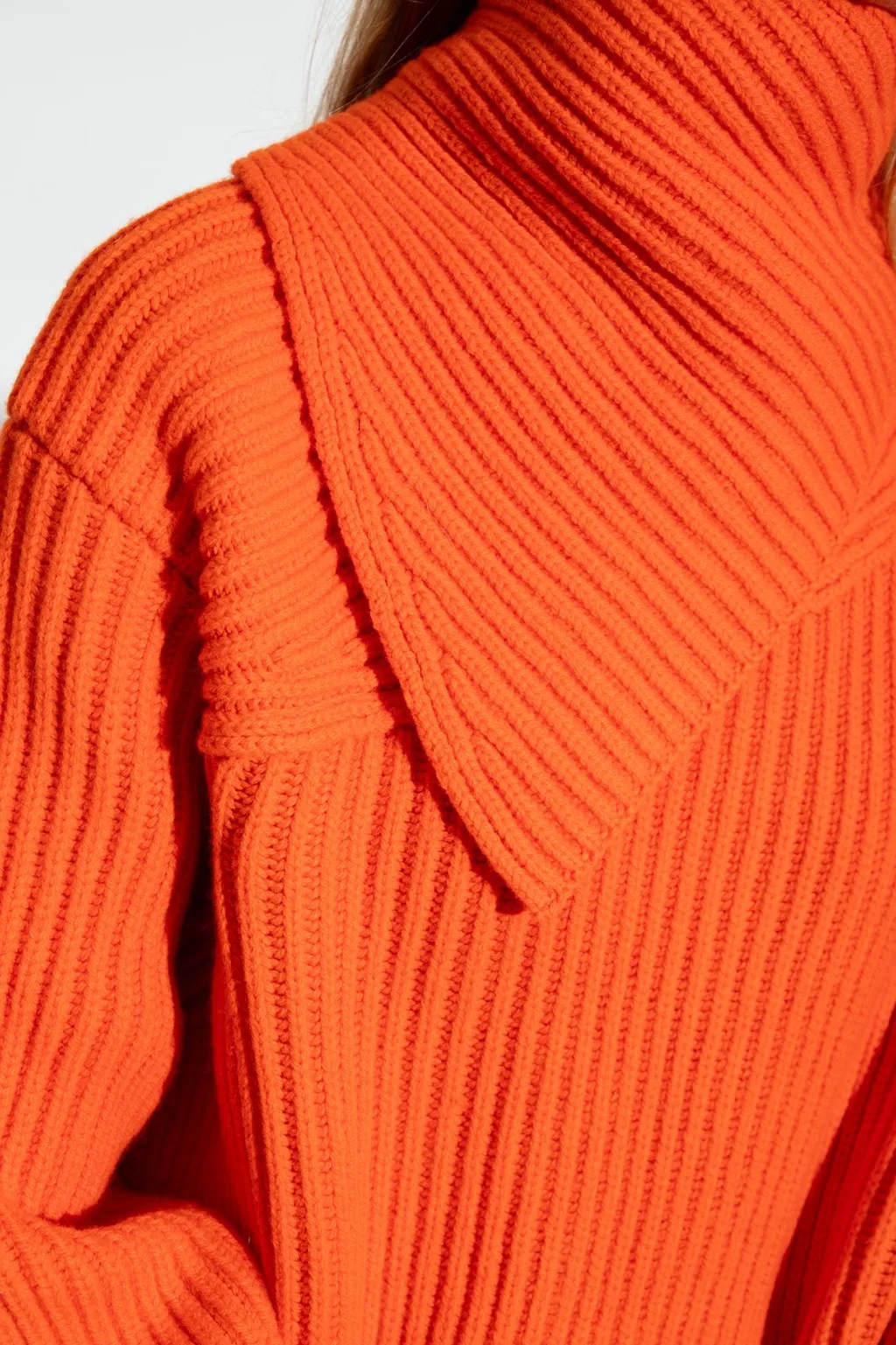 Jil Sander Foldover Neck Ribbed-Knit Jumper