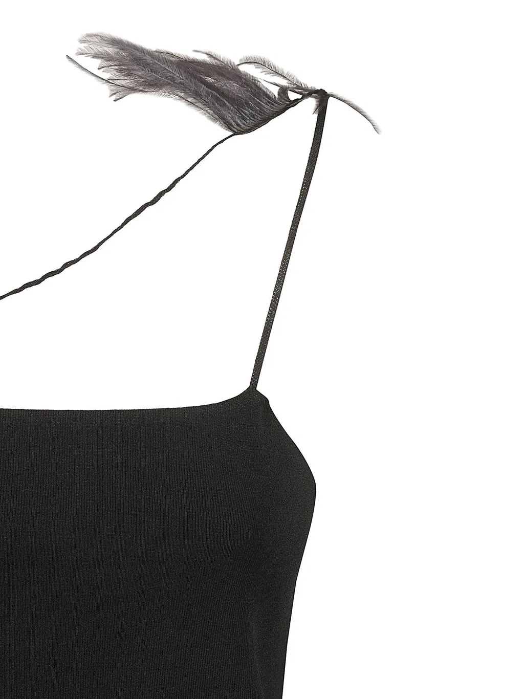 Jil Sander Feather-Trim Square Neck Slip Dress