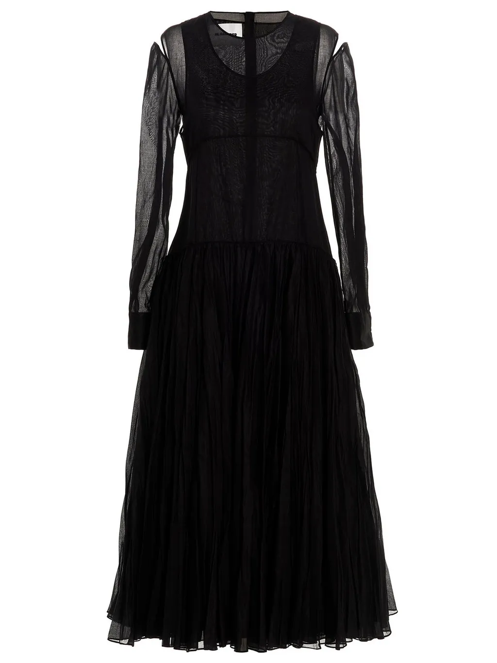 Jil Sander Pleat-Detailed Crewneck Midi Dress