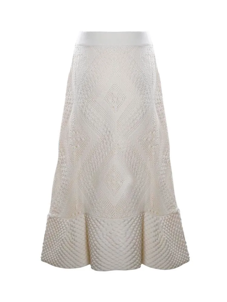Jil Sander Open Knitted Flared Midi Skirt
