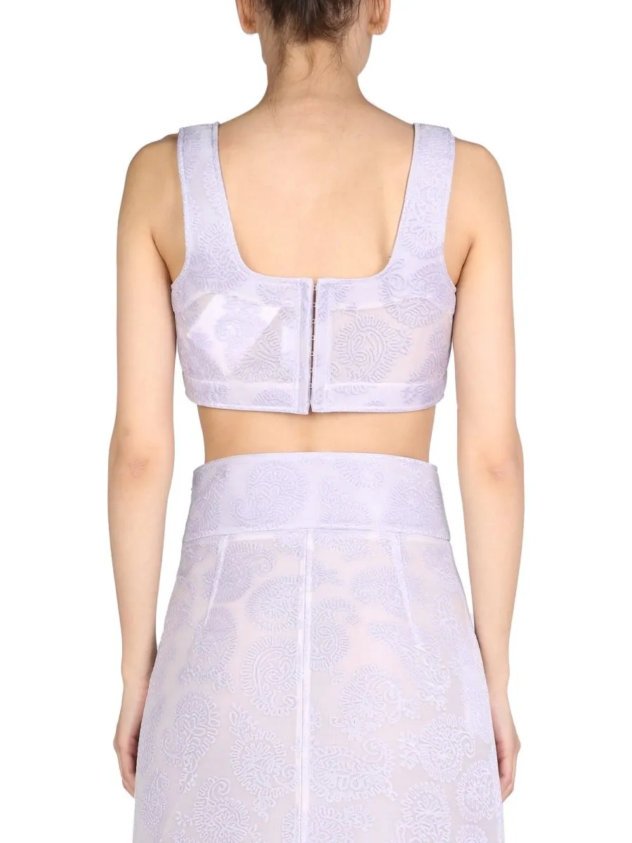 Jil Sander Paisley Print Sleeveless Cropped Top