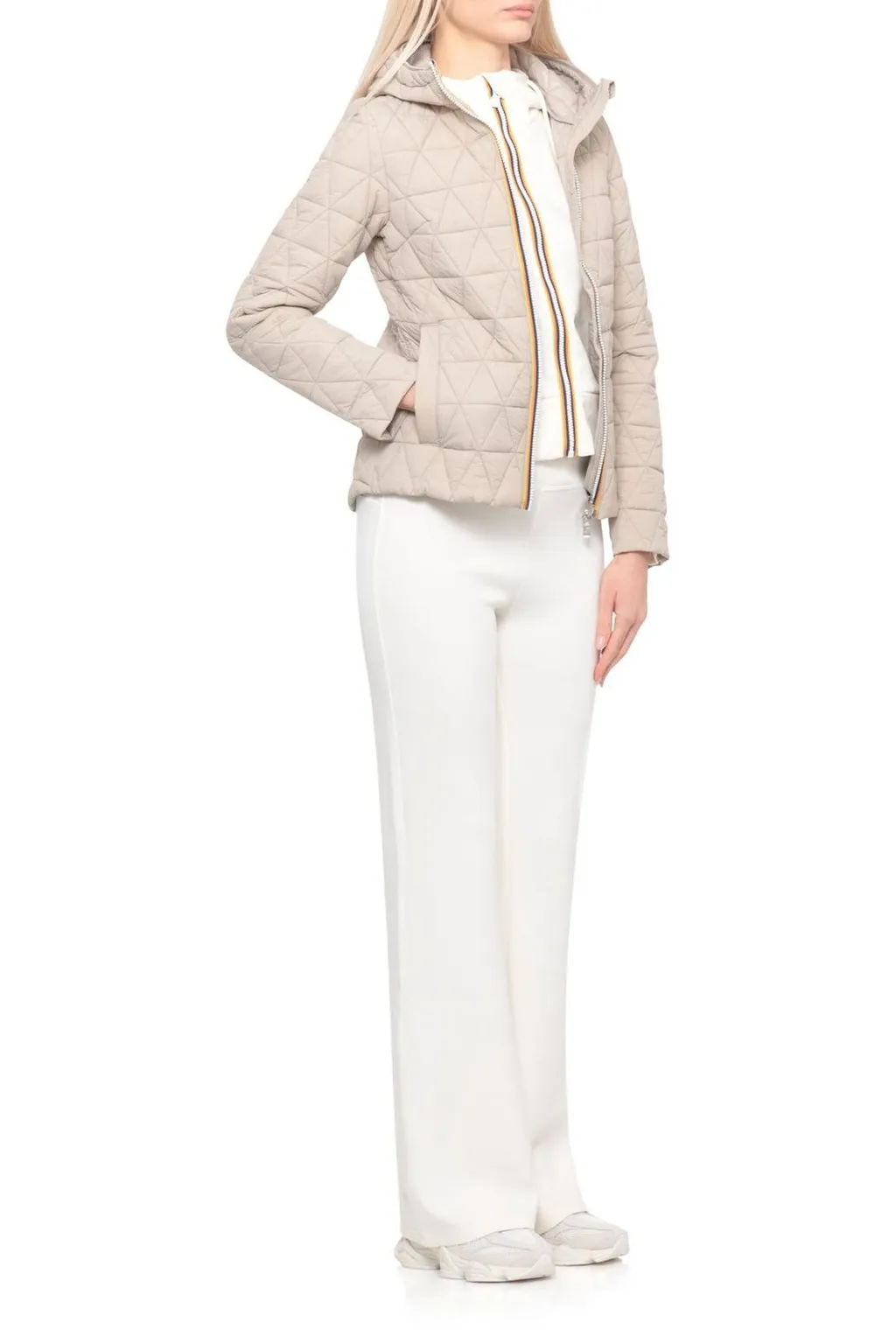 K-Way Quilted Hooded Zip-Up Jacket