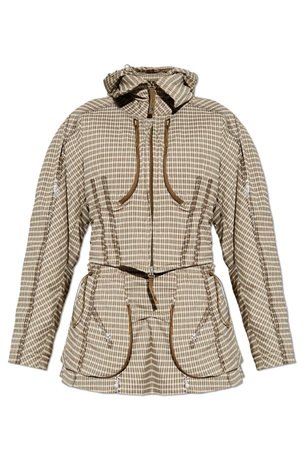 Knwls Checked Belted Hooded Jacket
