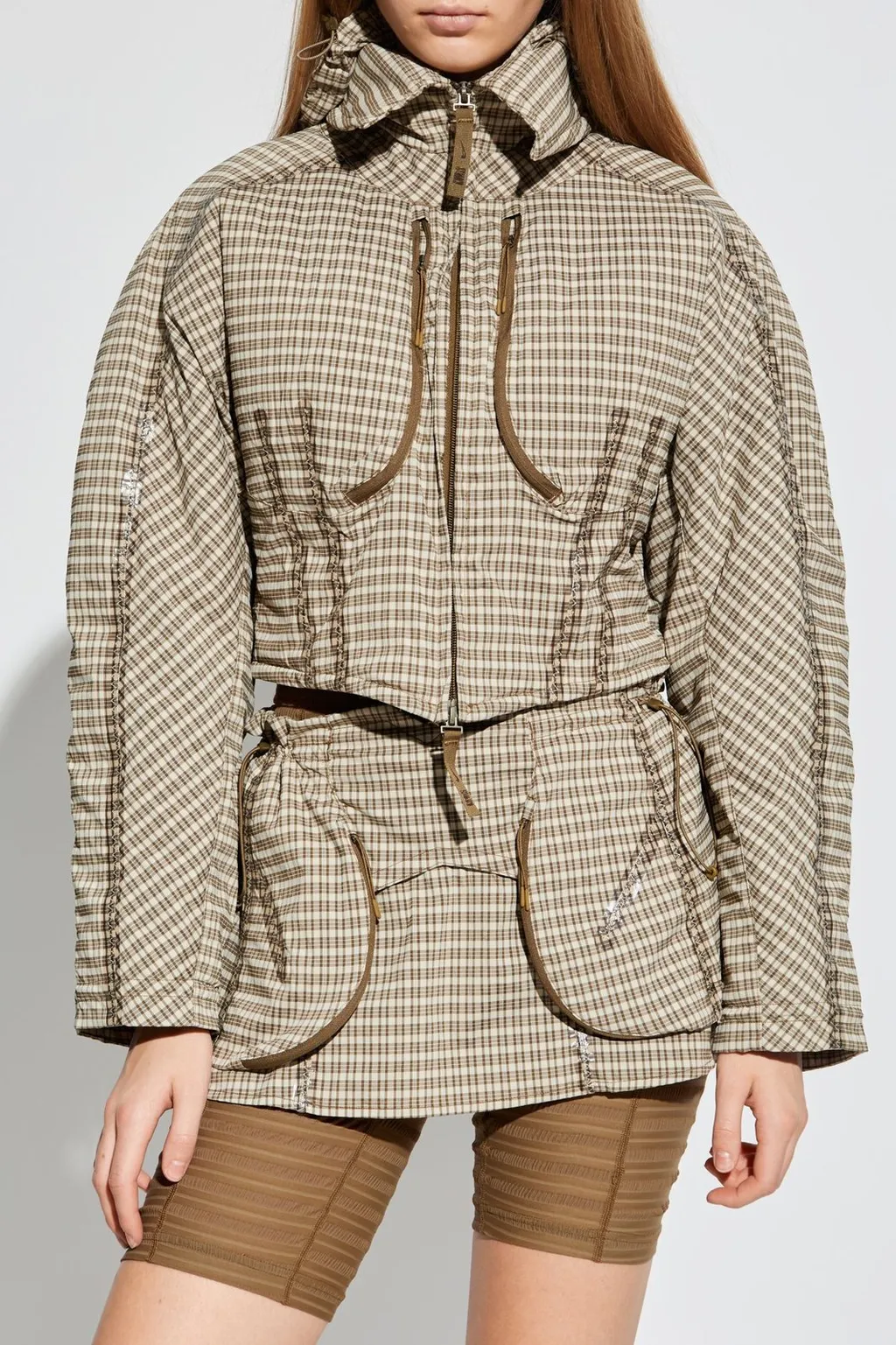 Knwls Checked Belted Hooded Jacket