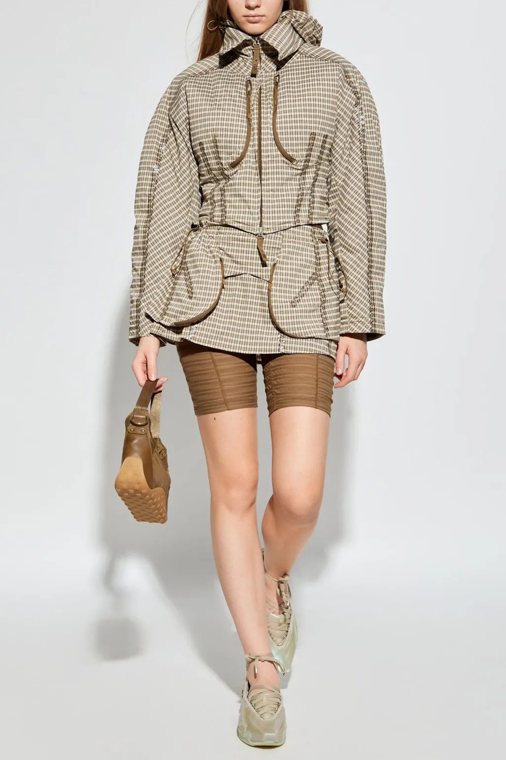 Knwls Checked Belted Hooded Jacket
