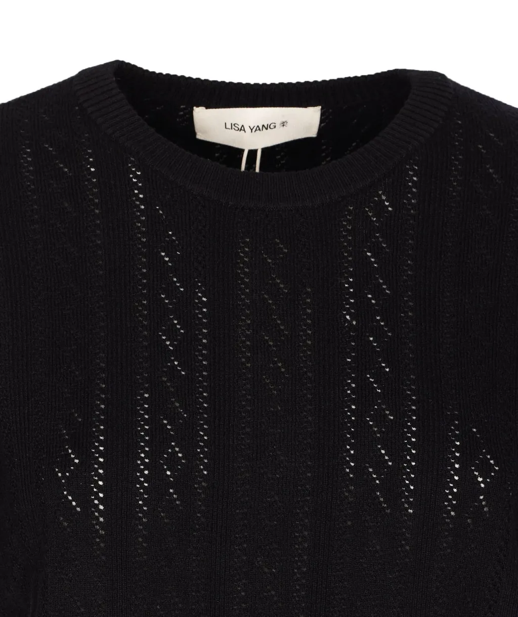 Lisa Yang Nika Pointelle Short-Sleeve Sweater