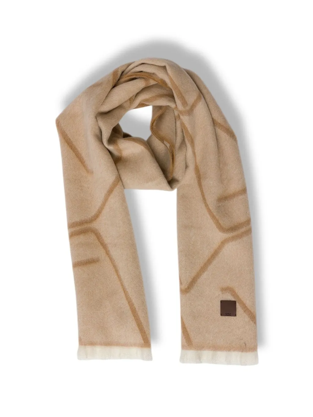 Mm By Max Mara Logo-Patch Frayed-Edge Scarf