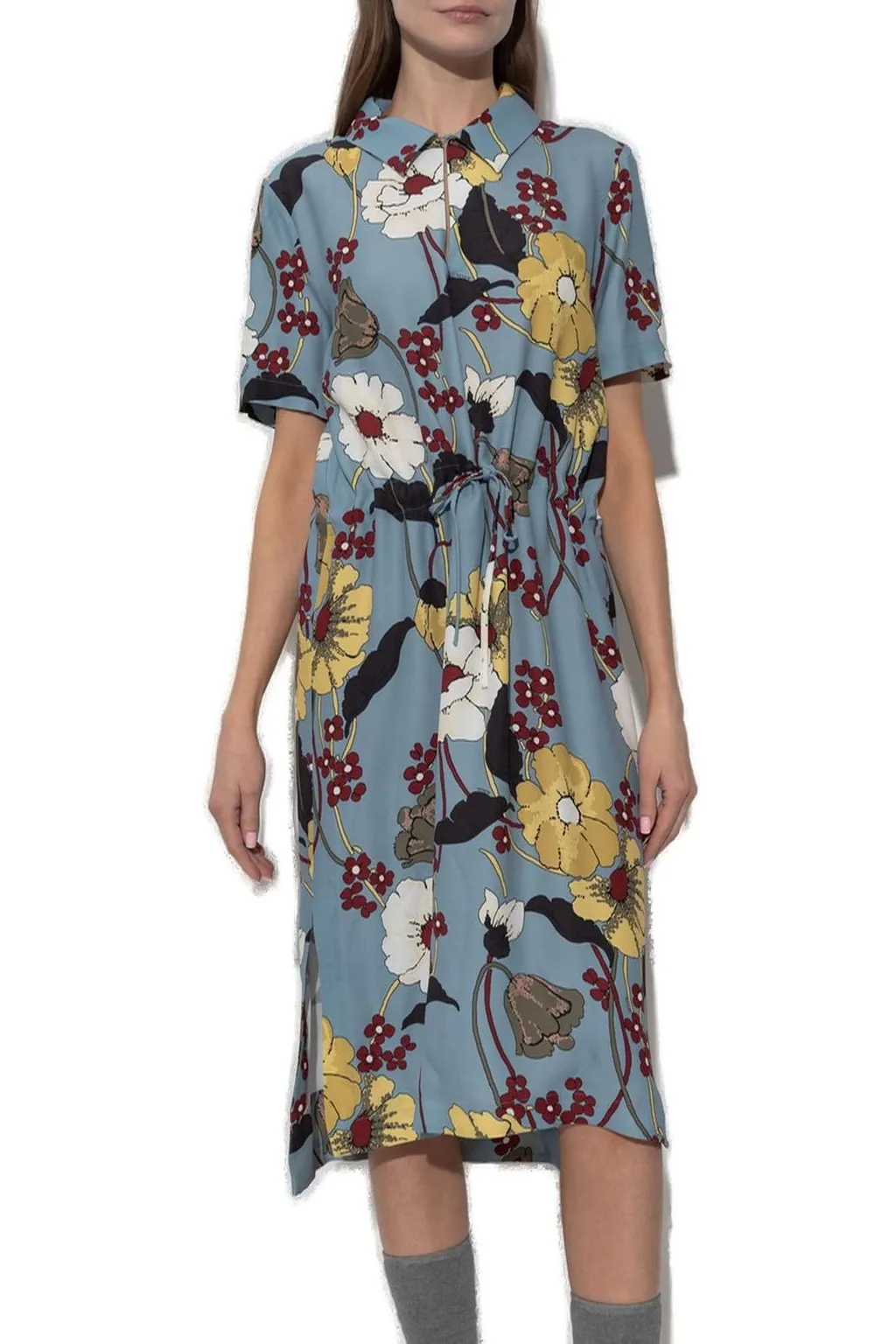 Marni Floral Print Short Sleeve Dress