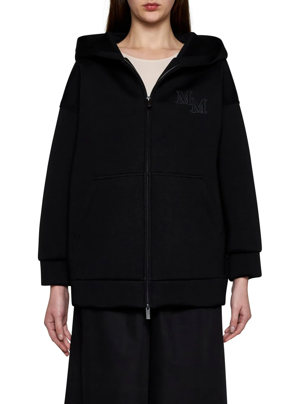 Max Mara Logo Embroidered Zip-Up Hoodie