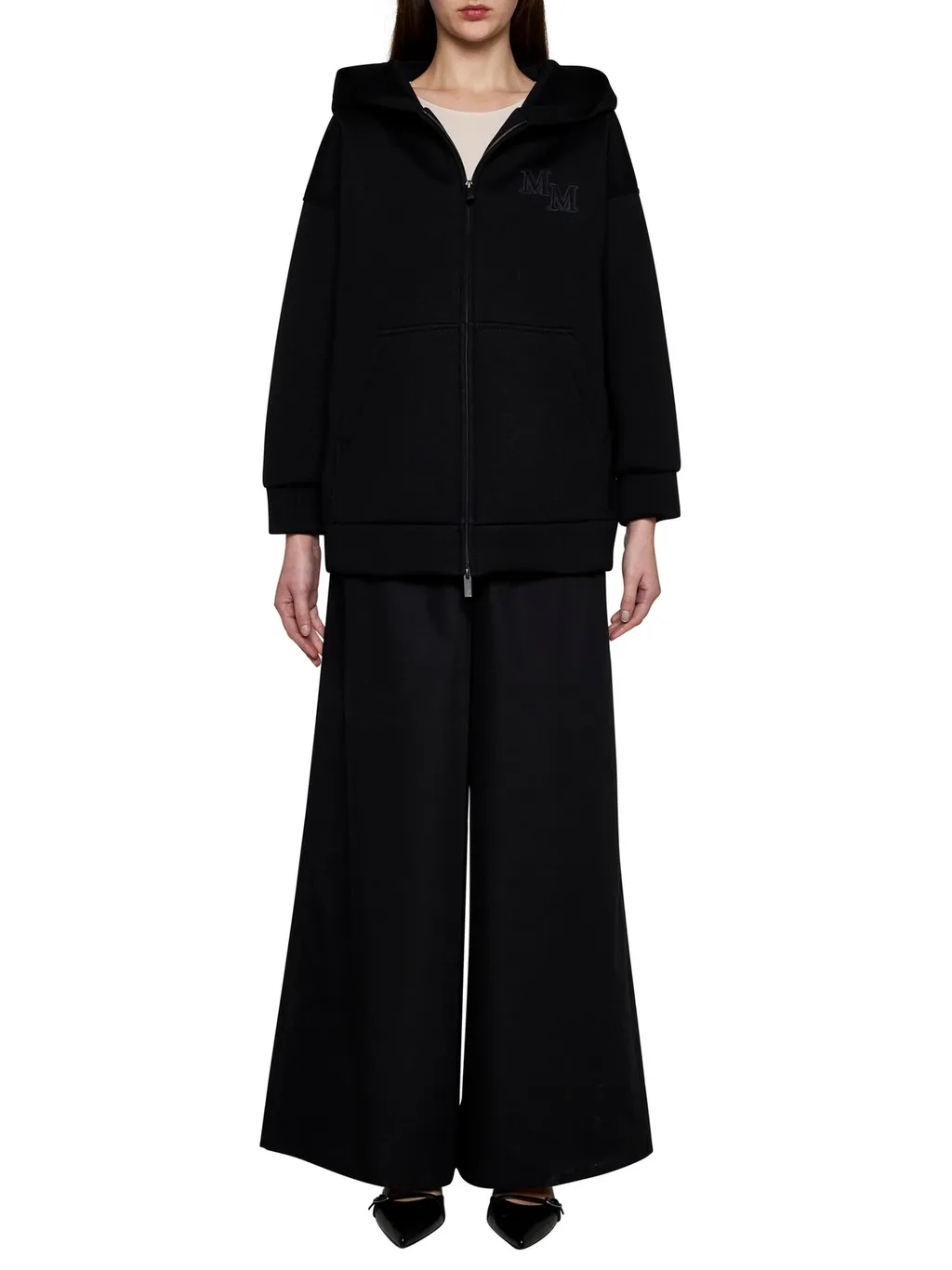 Max Mara Logo Embroidered Zip-Up Hoodie