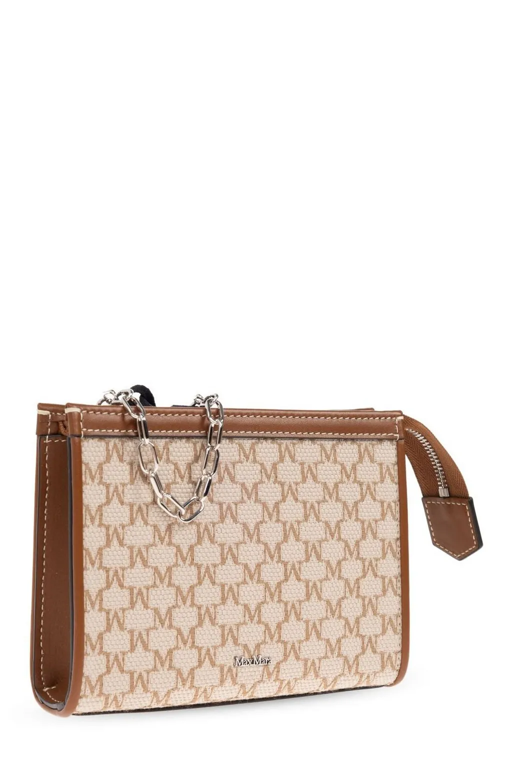 Max Mara Logo Plaque Zip-Up Clutch Bag