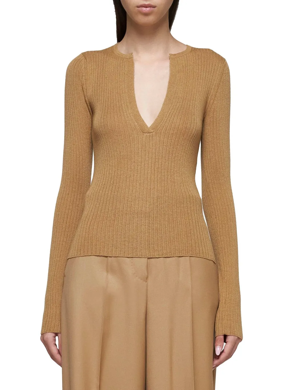 Max Mara V-Neck Long-Sleeved Top