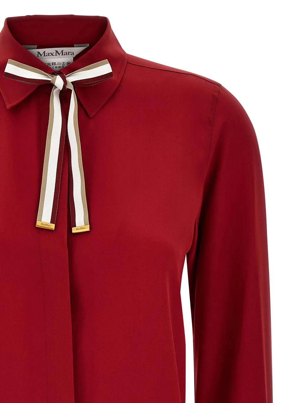 Max Mara Apollo Ribbon Detailed Long-Sleeved Shirt