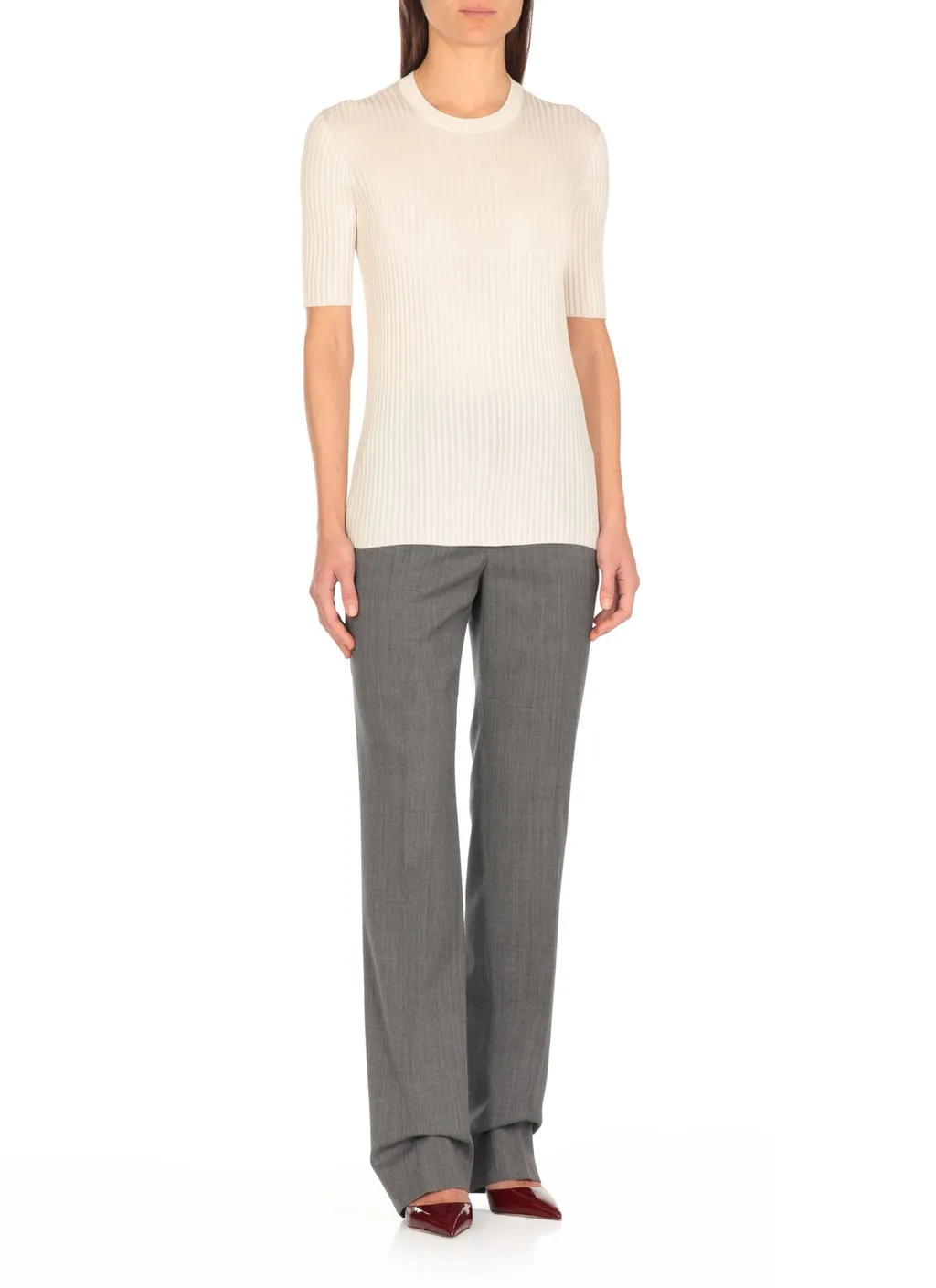 Jil Sander Short-Sleeved Ribbed-Knit Top