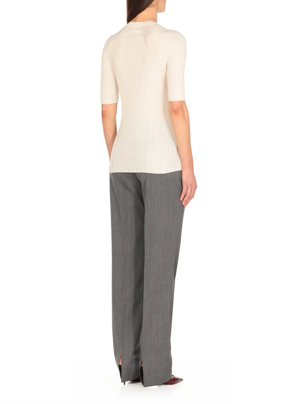 Jil Sander Short-Sleeved Ribbed-Knit Top