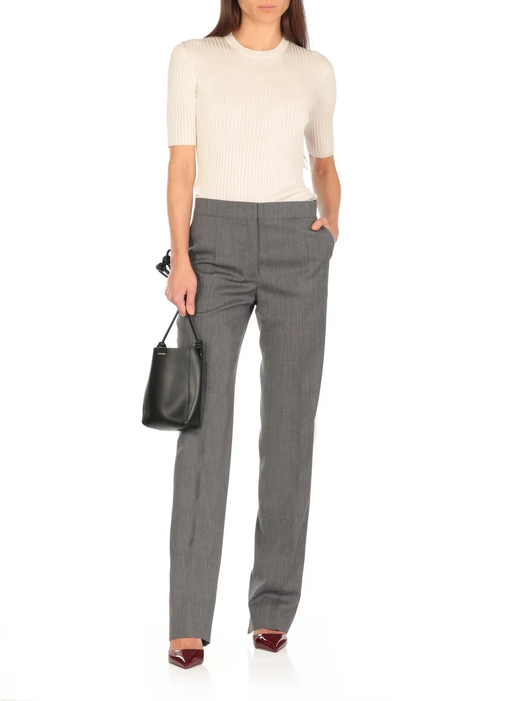Jil Sander Short-Sleeved Ribbed-Knit Top