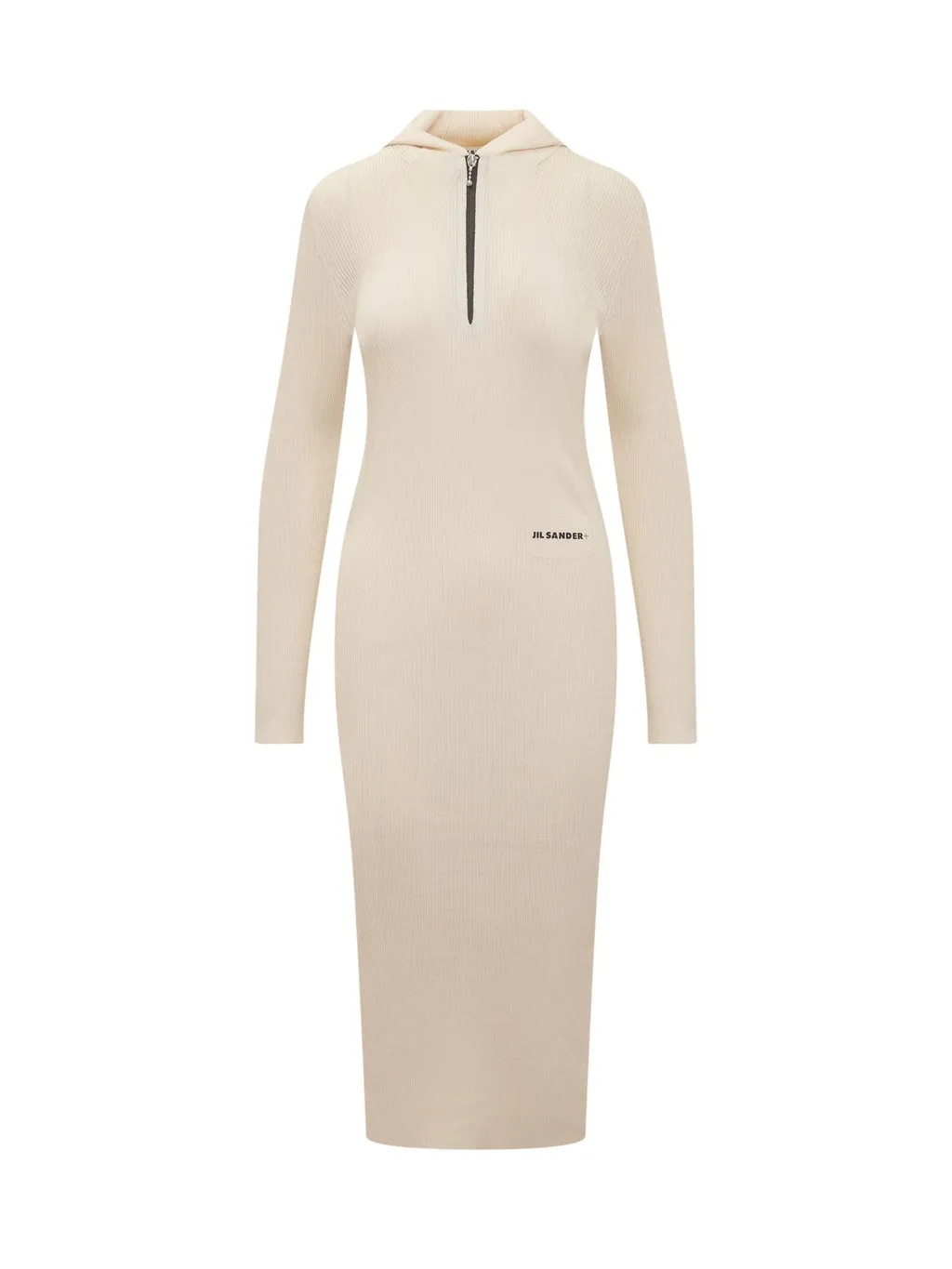 Jil Sander+ Long-Sleeved Ribbed-Knitted Hooded Midi Dress
