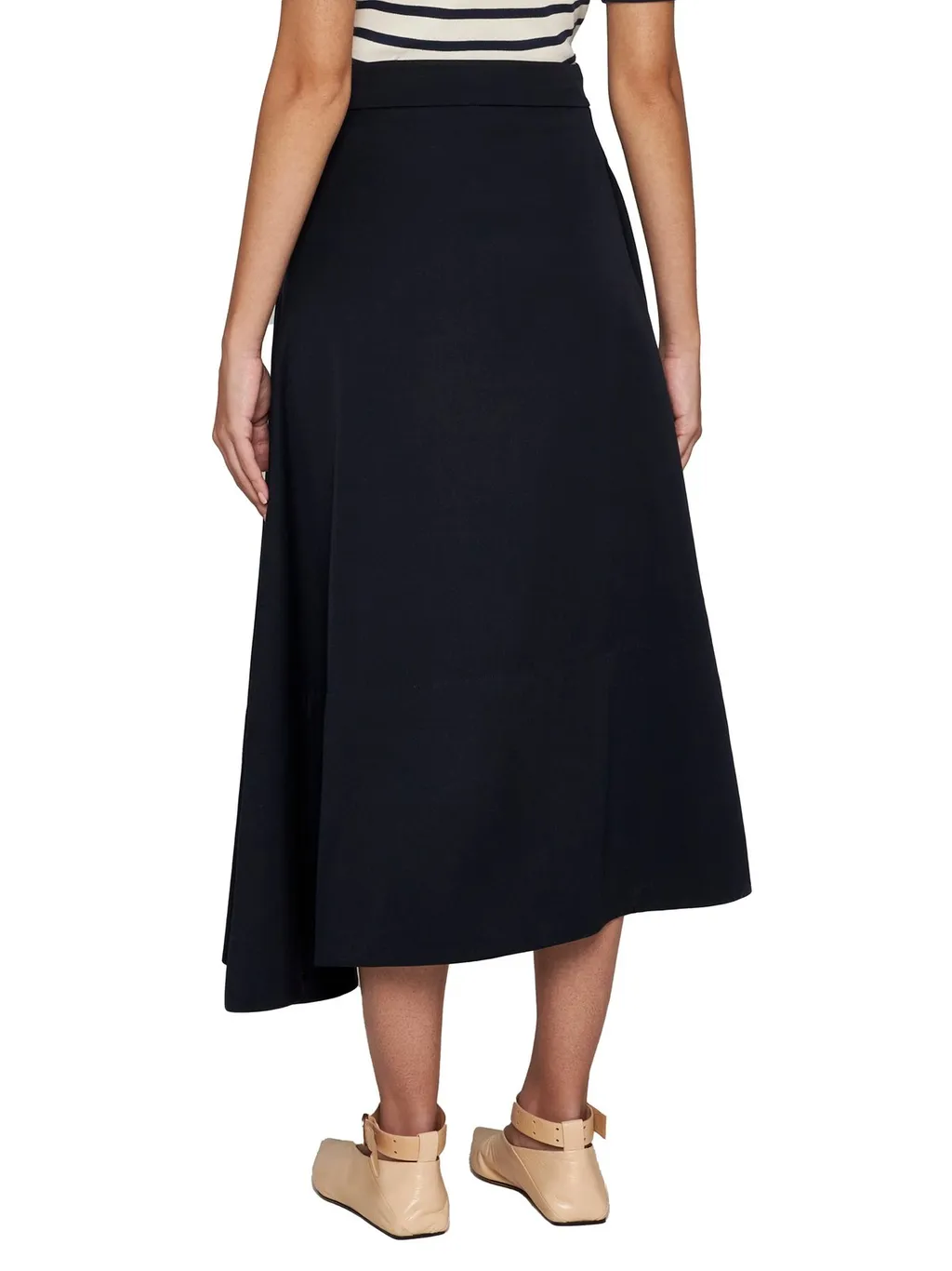 Jil Sander Asymmetric-Hem High Waist Midi Skirt
