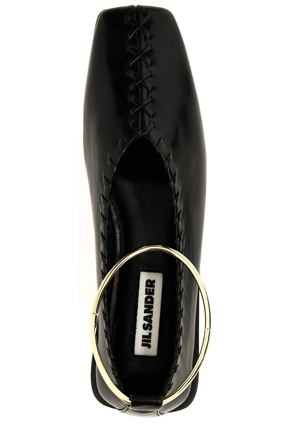 Jil Sander Ring-Detailed Stitching Ballet Flats