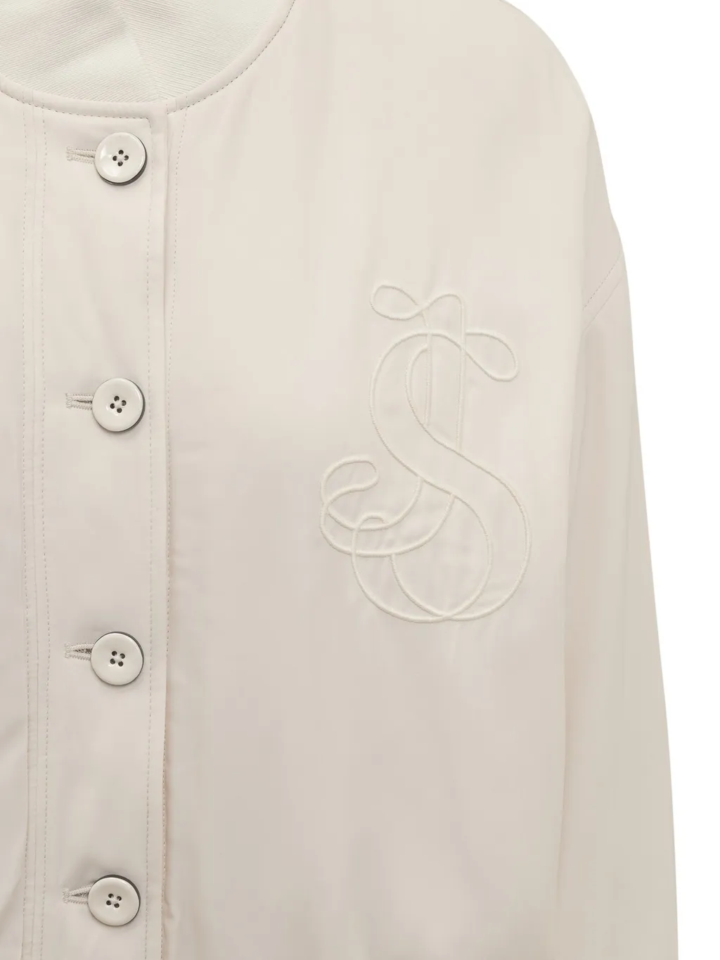 Jil Sander Logo Detailed Buttoned Bomber Jacket