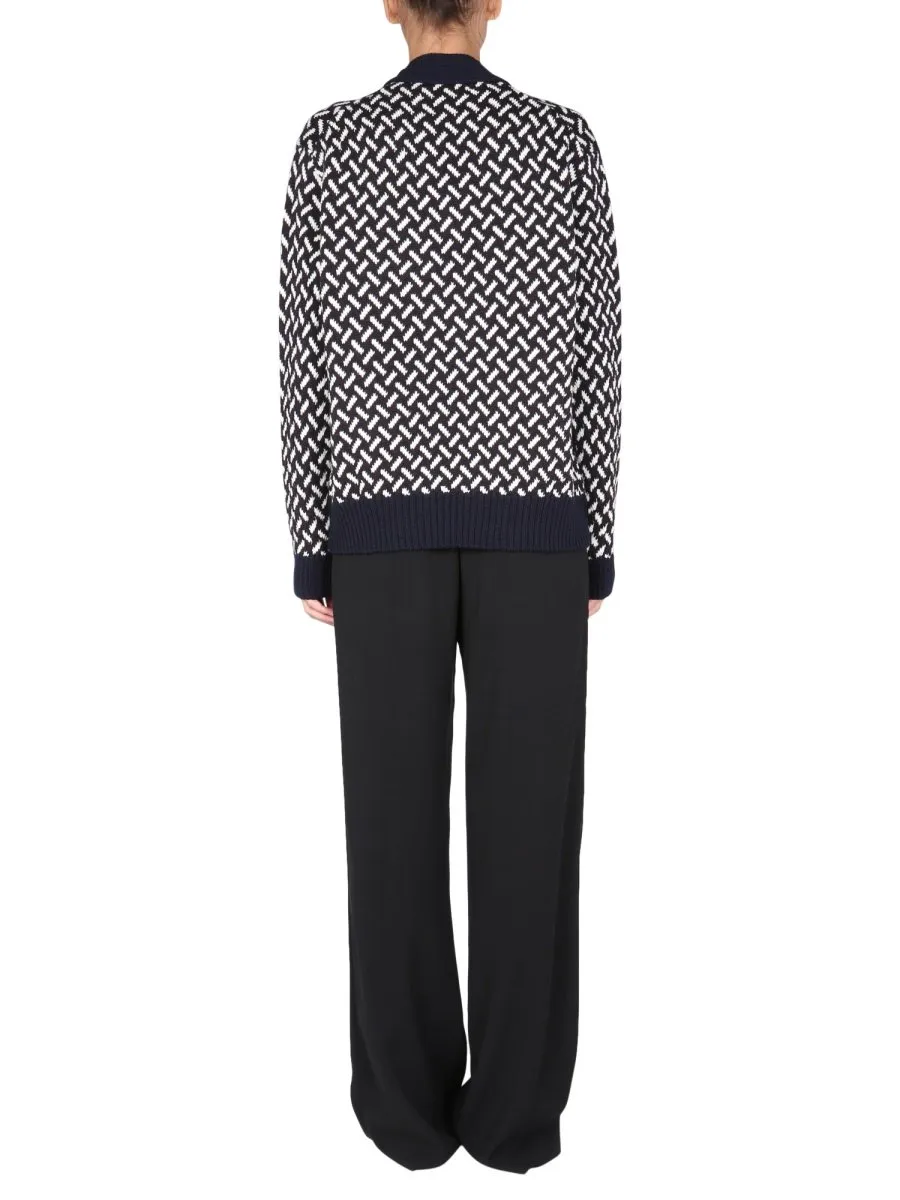 Jil Sander Removable Belt Detailed Jacquard Sweater