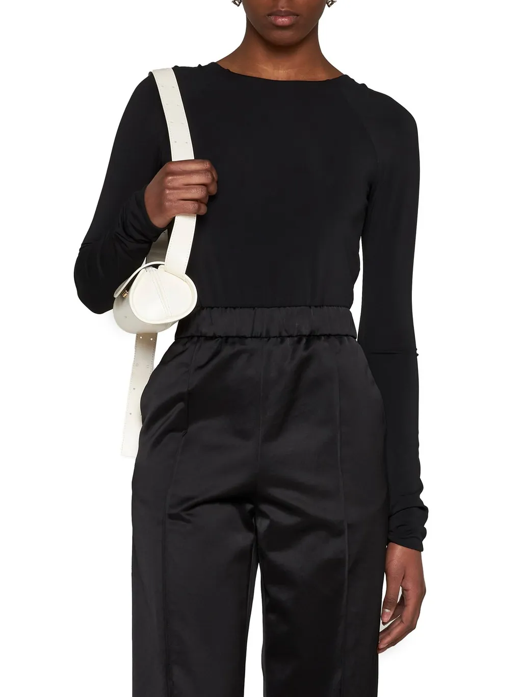 Jil Sander Open-Back Long-Sleeved Crewneck Bodysuit