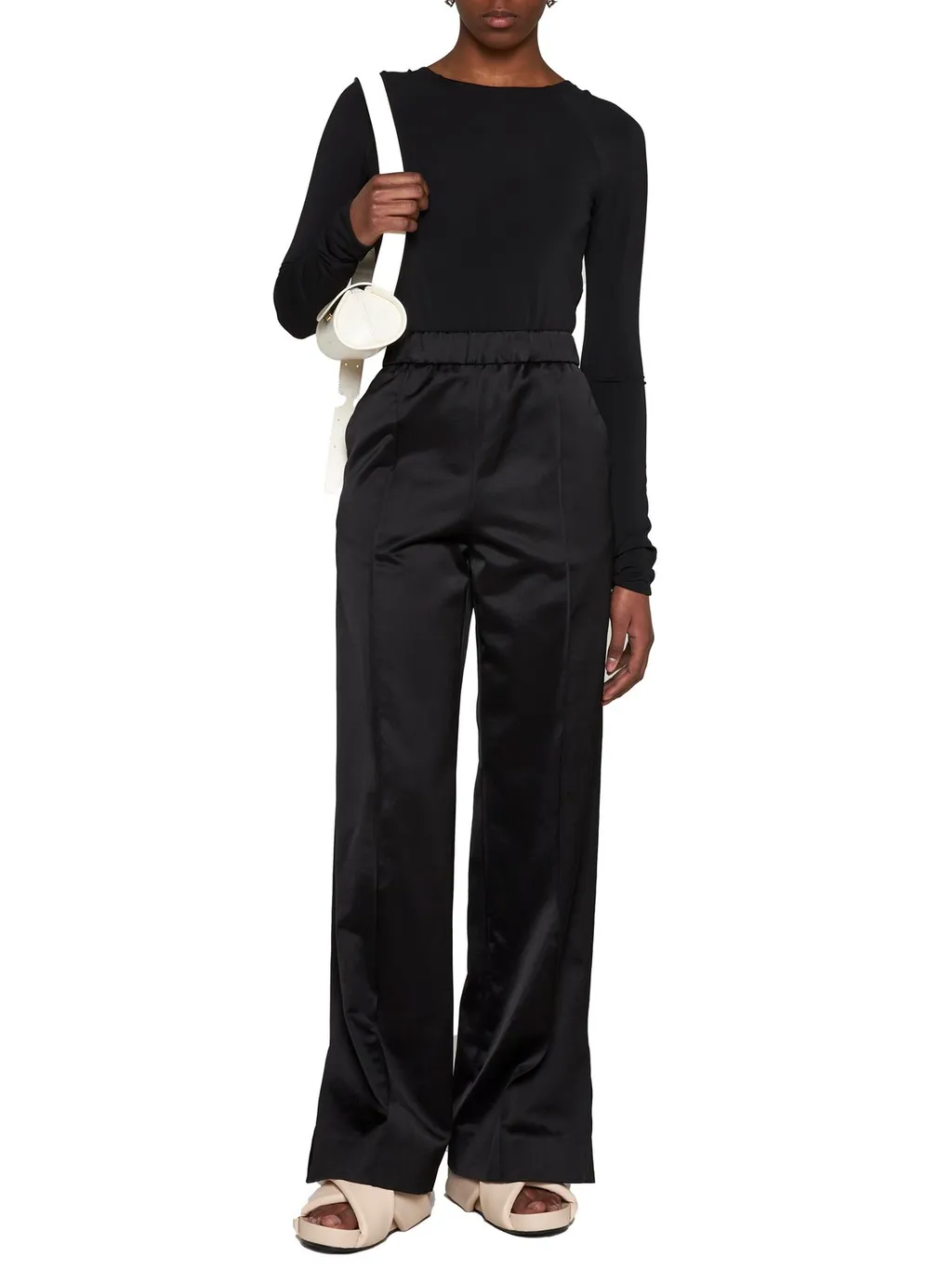 Jil Sander Open-Back Long-Sleeved Crewneck Bodysuit