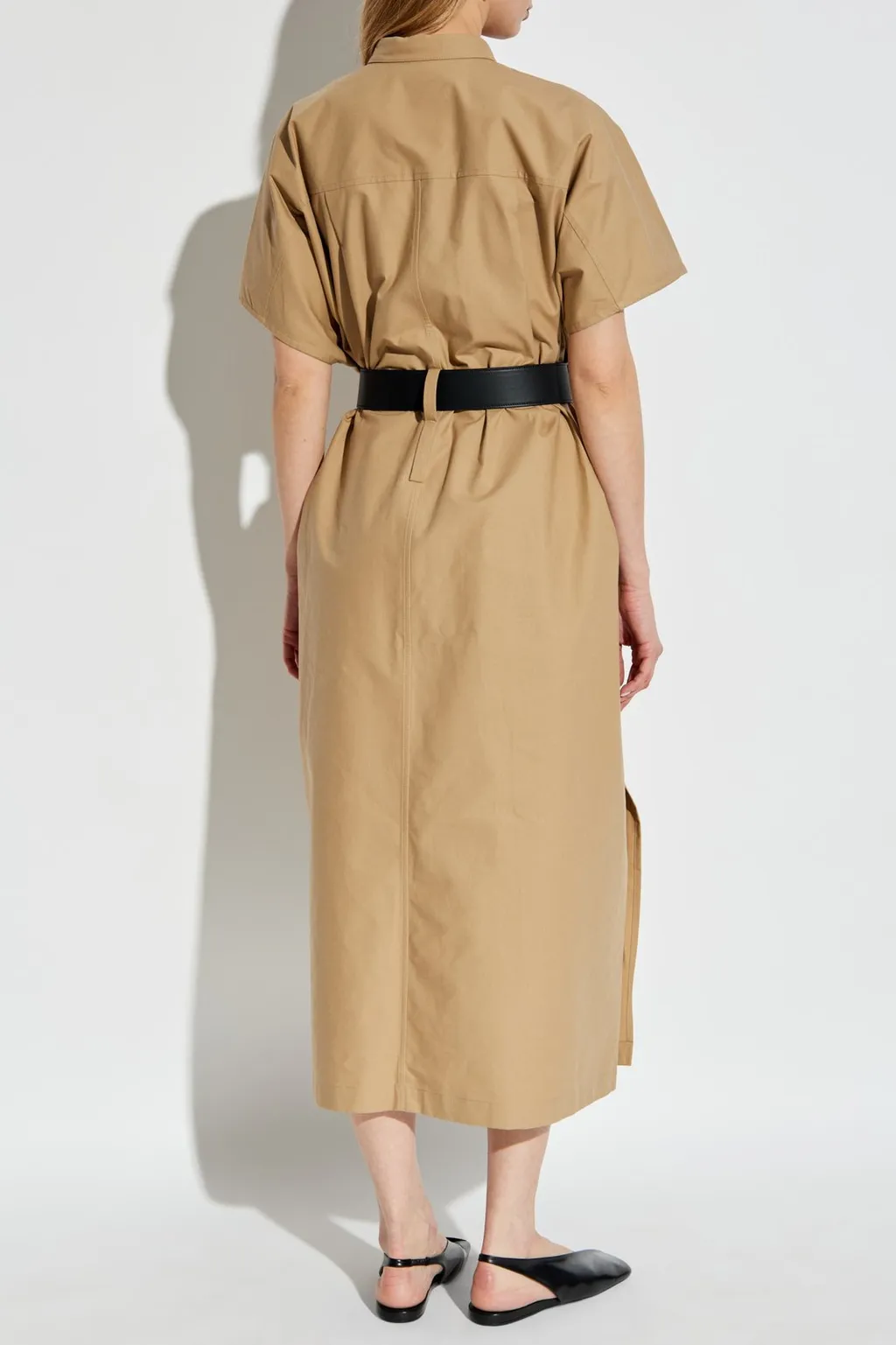Jil Sander Belted Pleated Midi Dress