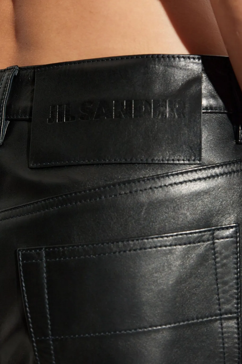 Jil Sander Logo Patch Leather Trousers