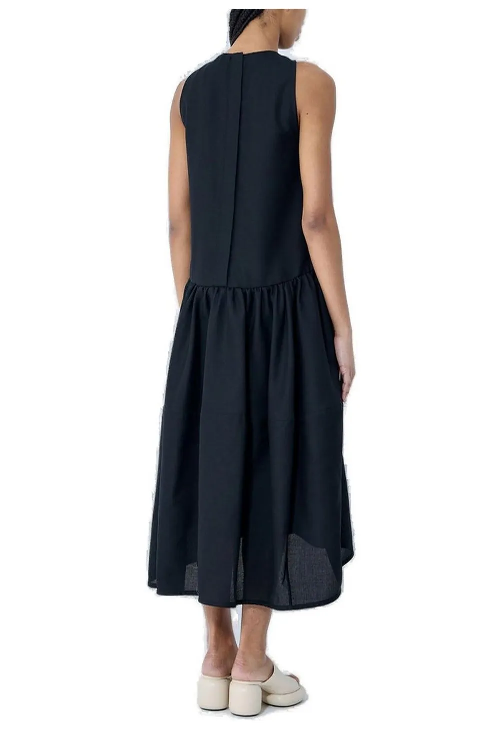 Jil Sander Gathered Sleeveless Midi Dress