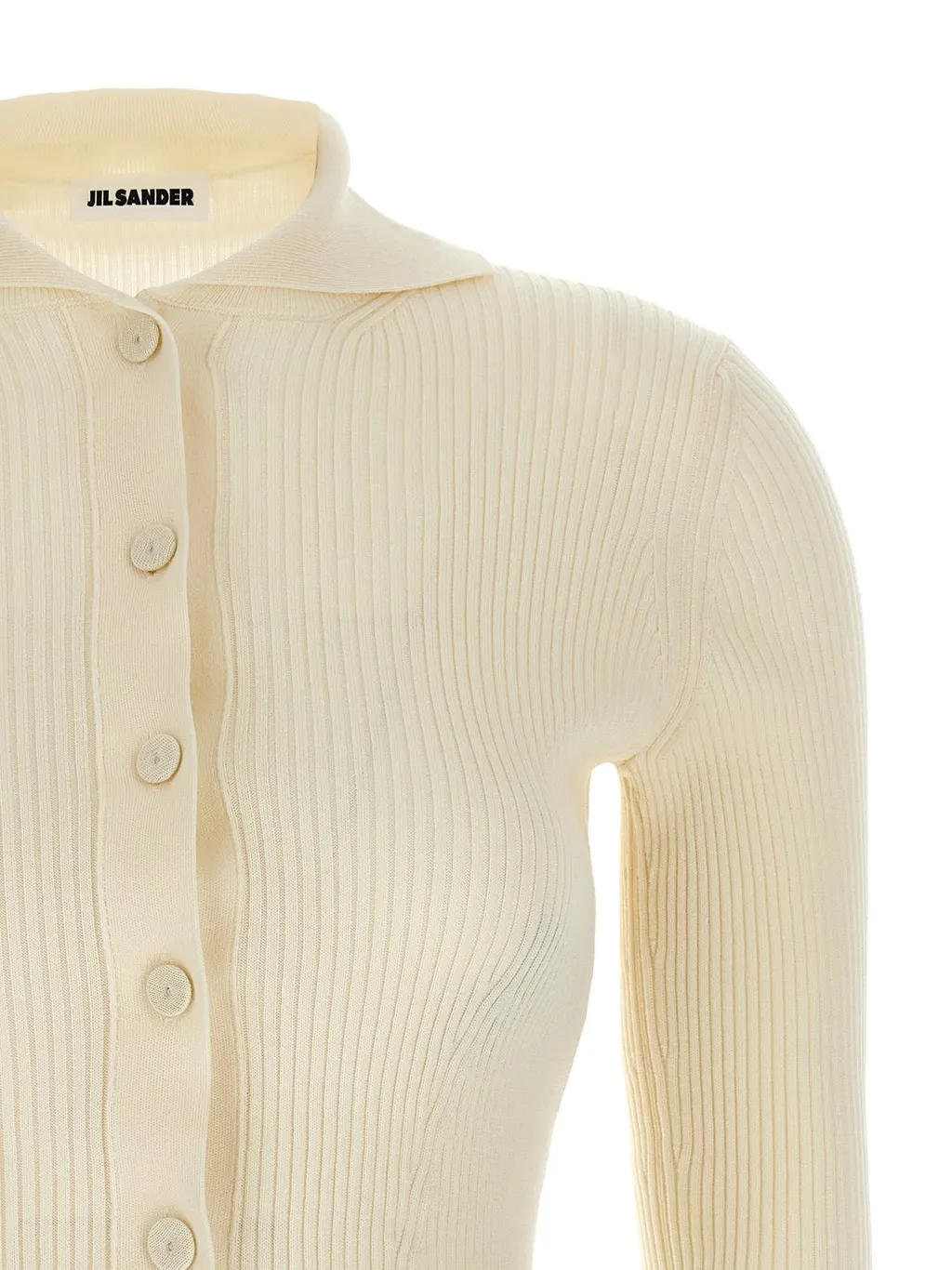 Jil Sander Ribbed Cropped Cardigan