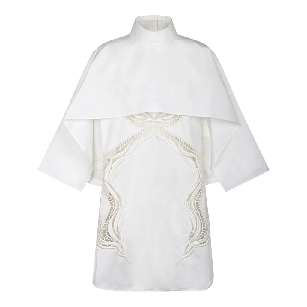 Jil Sander Lace Detailed Curved Hem Cape Top