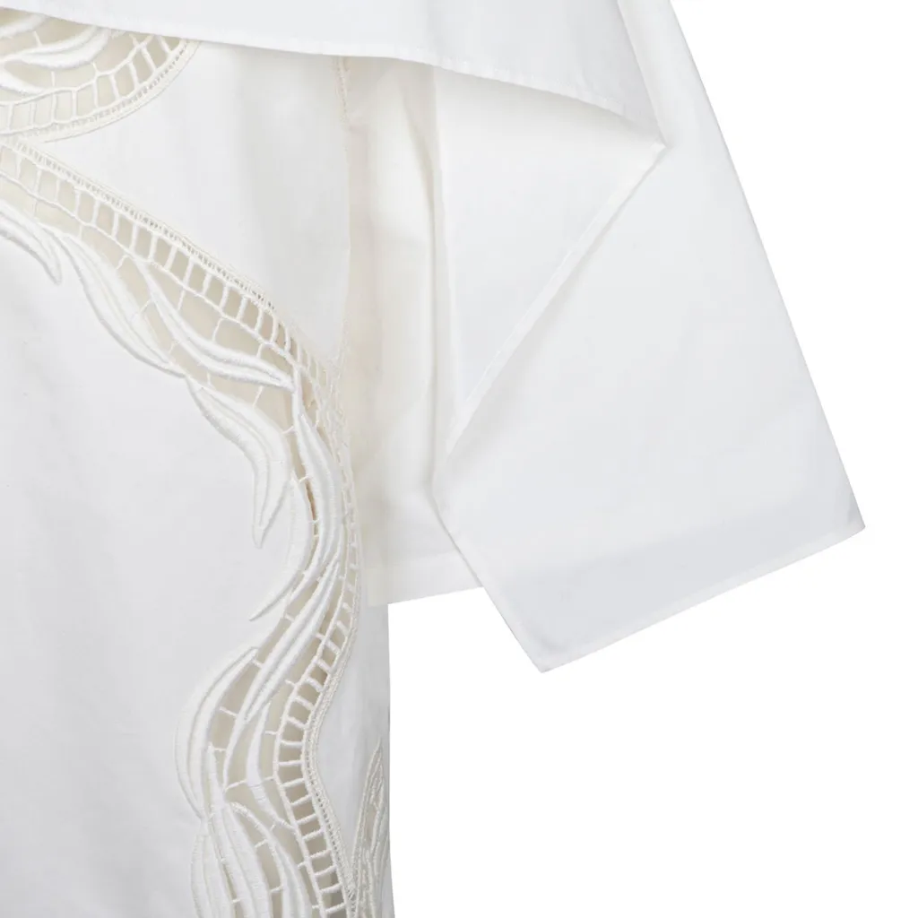 Jil Sander Lace Detailed Curved Hem Cape Top
