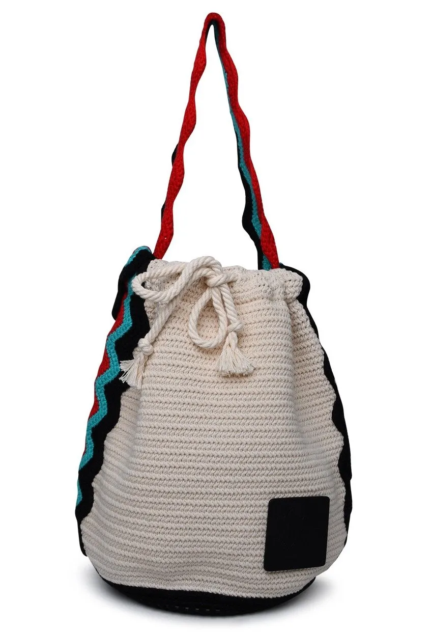 Jil Sander Logo Patch Drawstring Shoulder Bag