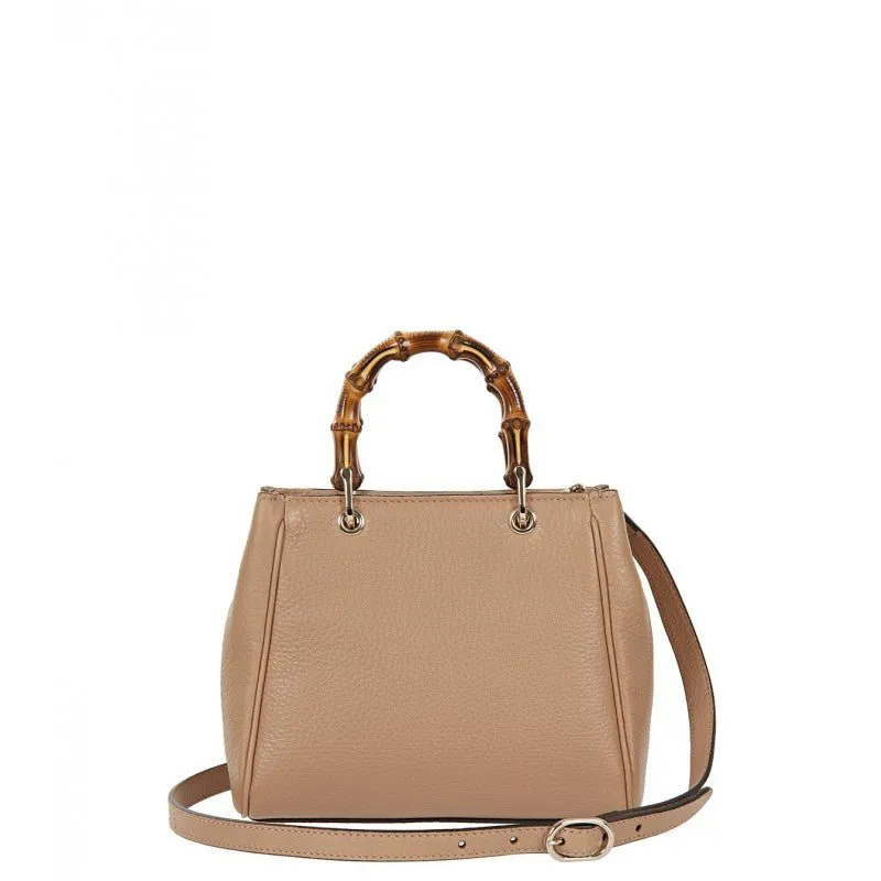 Gucci Logo Printed Bamboo Mini Top Handle Bag