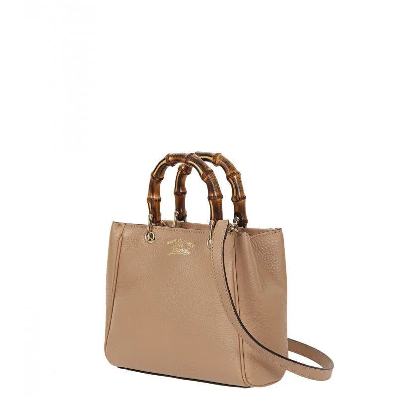Gucci Logo Printed Bamboo Mini Top Handle Bag