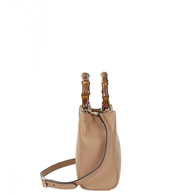 Gucci Logo Printed Bamboo Mini Top Handle Bag