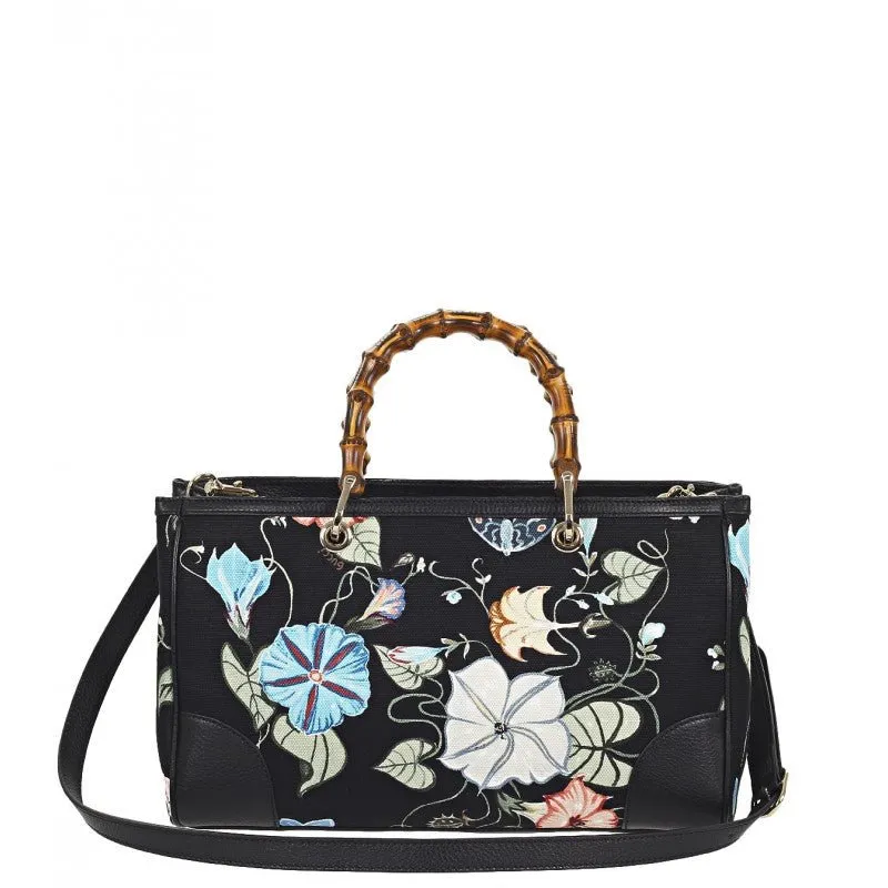 Gucci Flora Knight Print Bamboo Strapped Tote Bag