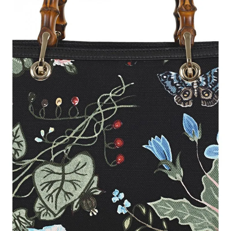 Gucci Flora Knight Print Bamboo Strapped Tote Bag