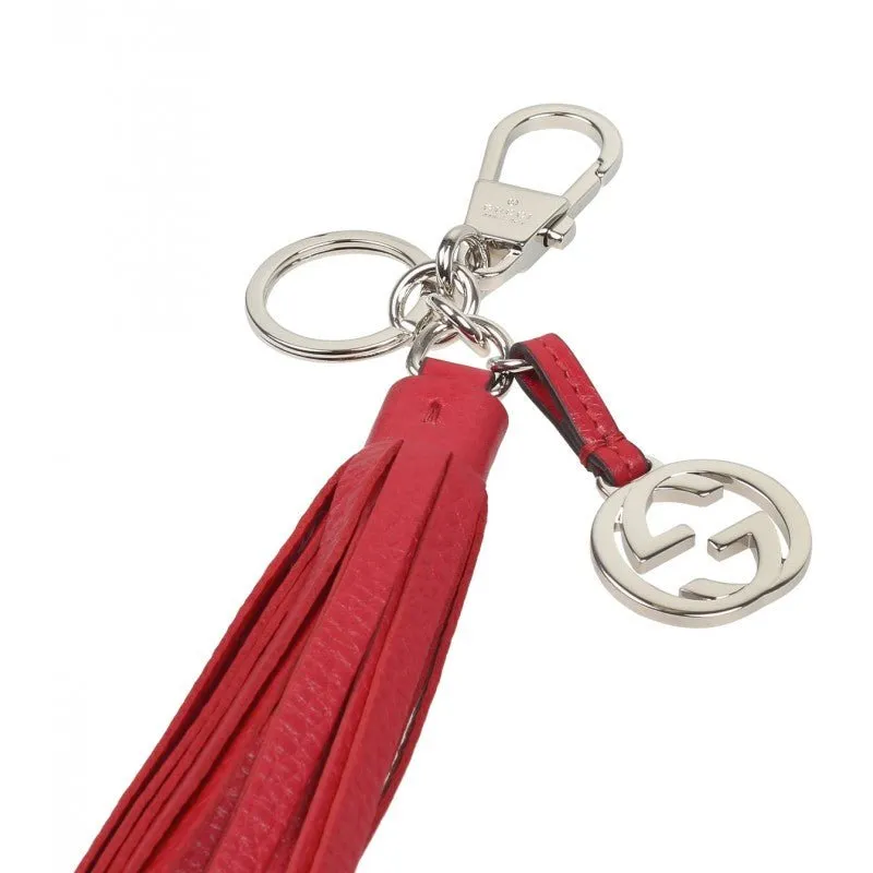 Gucci Logo Plaque Tassel Charm Keyring