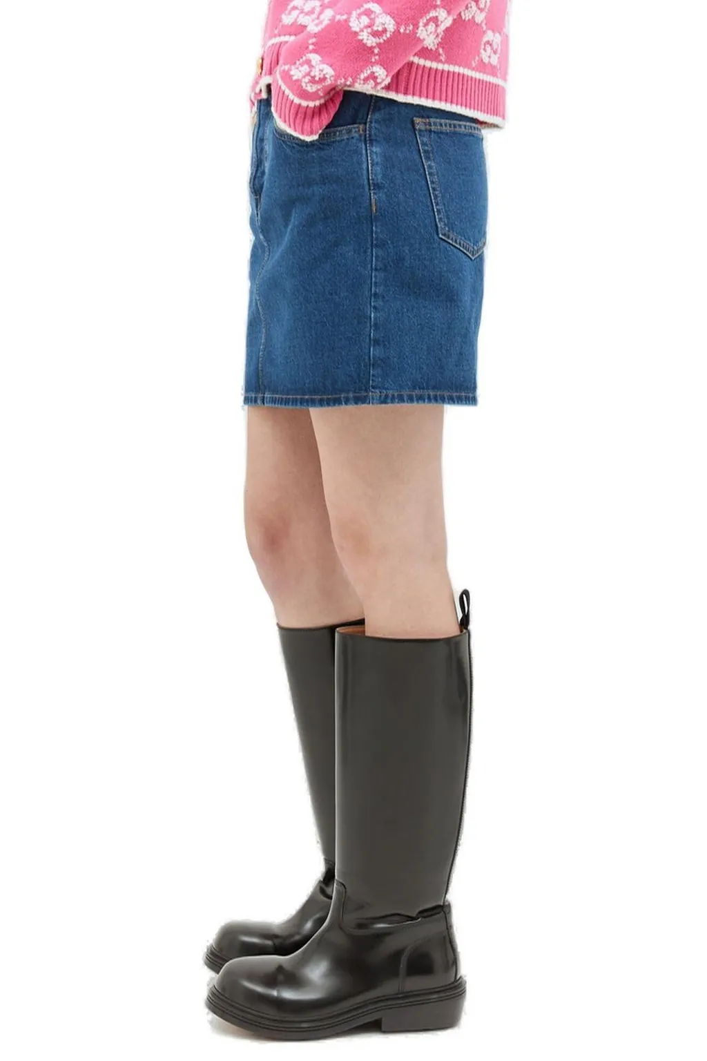Gucci Thigh Length Denim Mini Skirt
