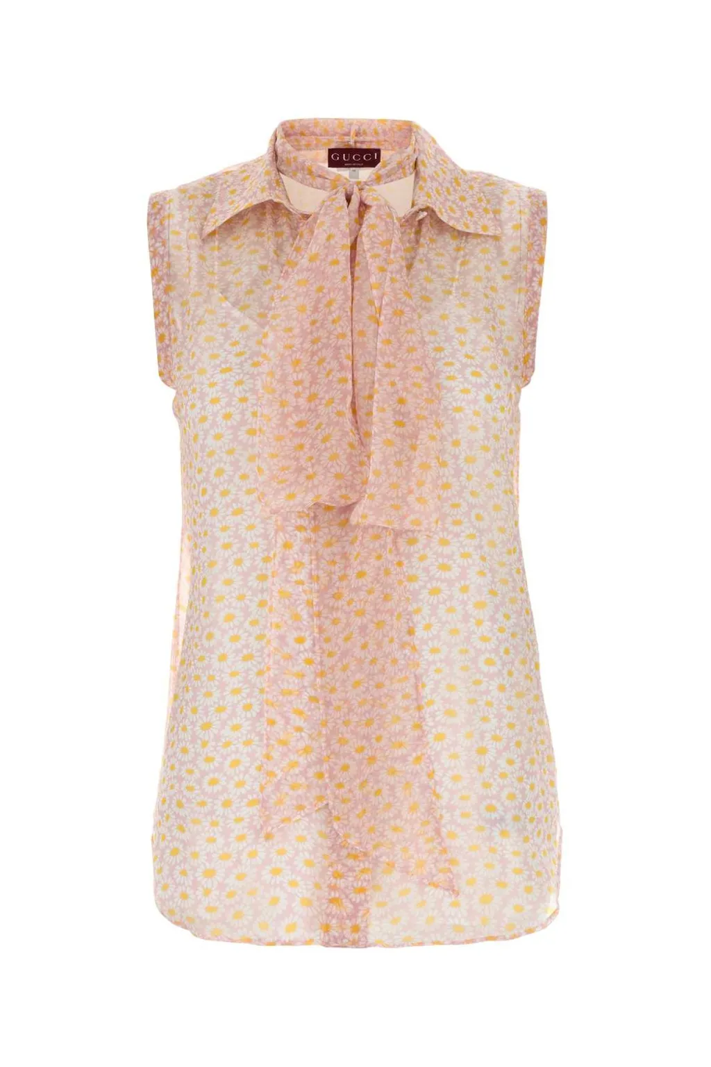 Gucci Printed Neck-Bow Sleeveless Top