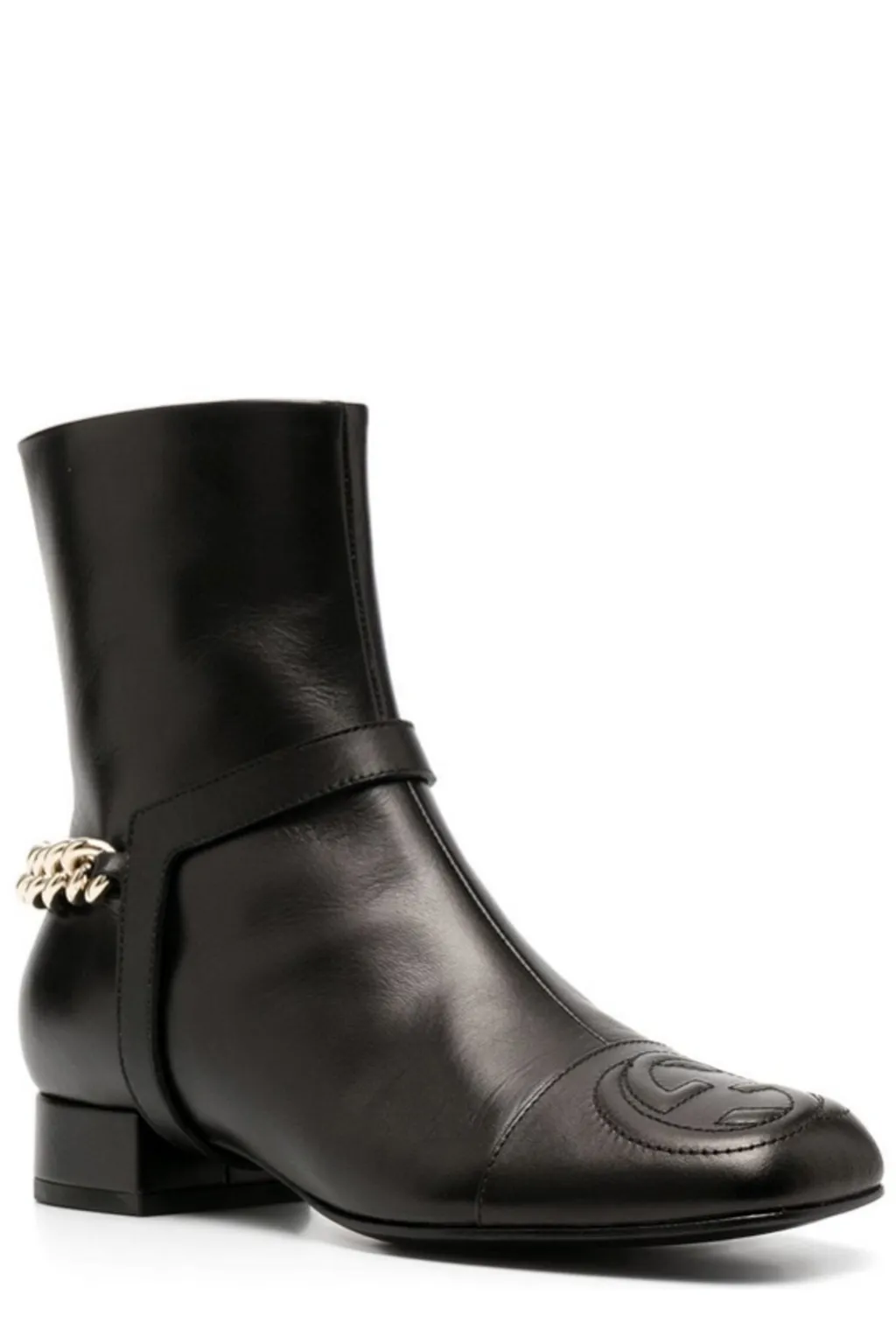 Gucci Logo Embossed Ankle Boots