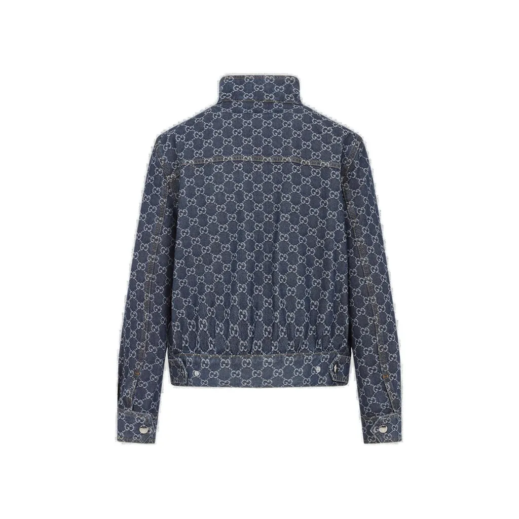 Gucci Monogrammed Zip-Up Denim Jacket