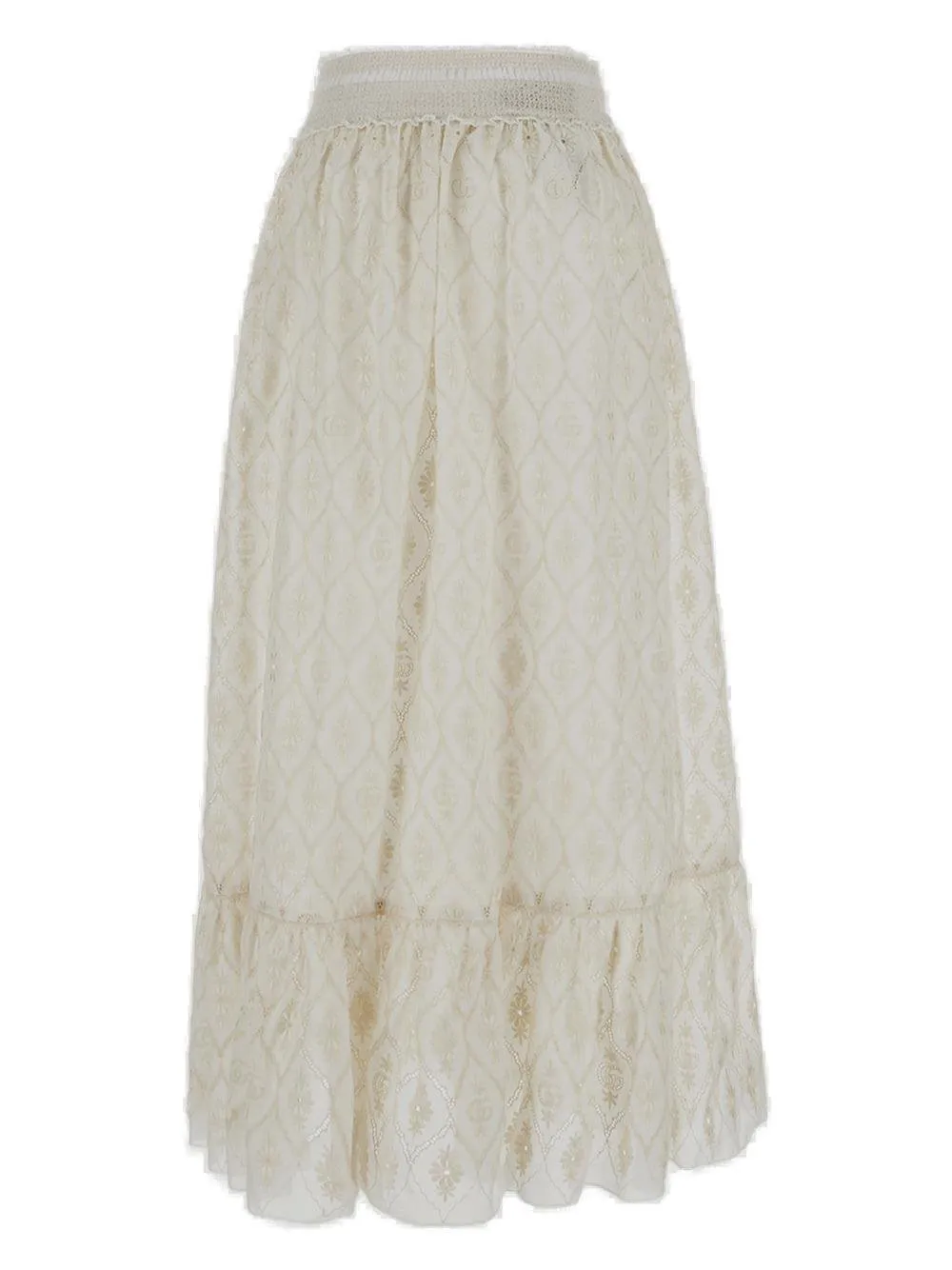 Gucci Broderie Anglaise Flared Hem Skirt