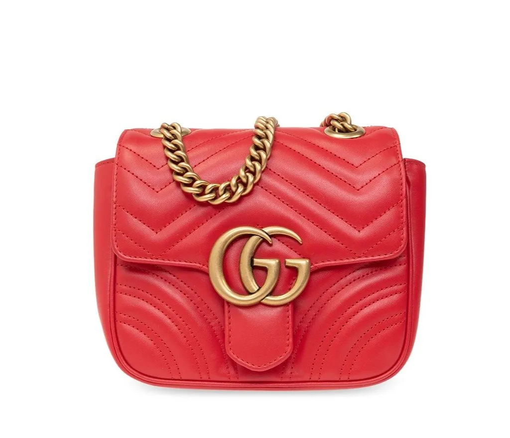 Gucci Gg Marmont Matelassé Foldover Top Shoulder Bag